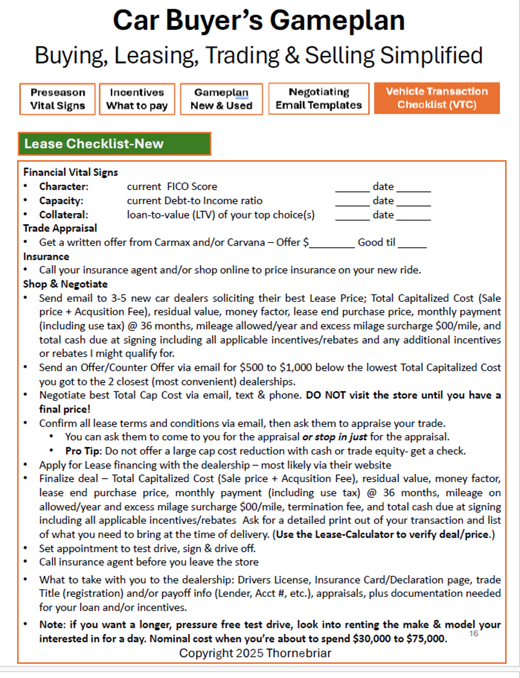Vehicle Transaction Checklist